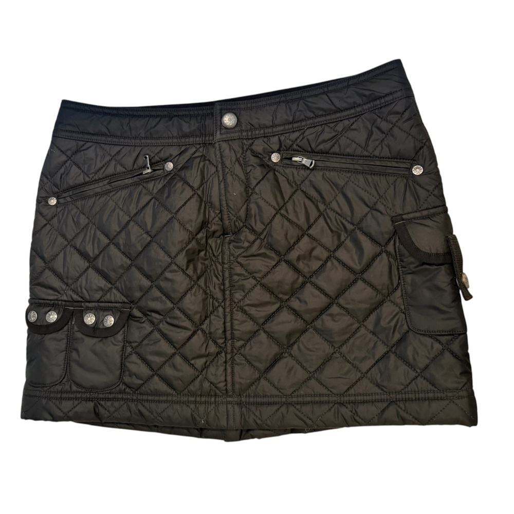 Athleta Black Quilted Mini Skirt with Utility Pockets